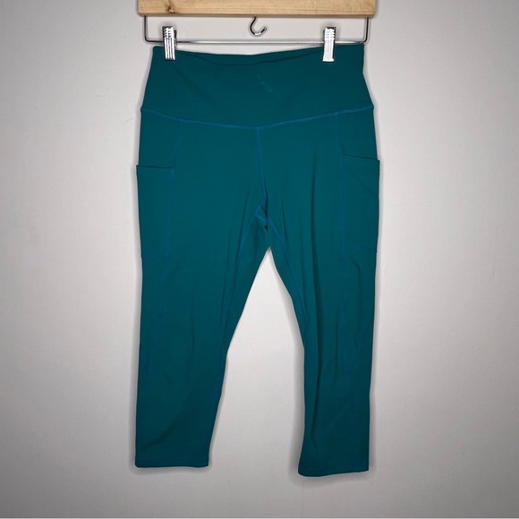 Along Fit teal cropped yoga pants leggings with side pockets super stretch small - Picture 2 of 13